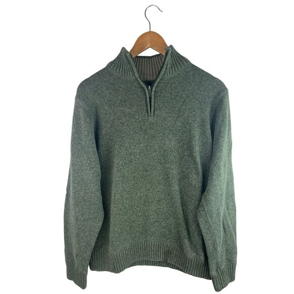 Eddie Bauer Women's Green 1/4 Zip Turtleneck Long Sleeve Pullover Sweater Top L - Picture 1 of 4